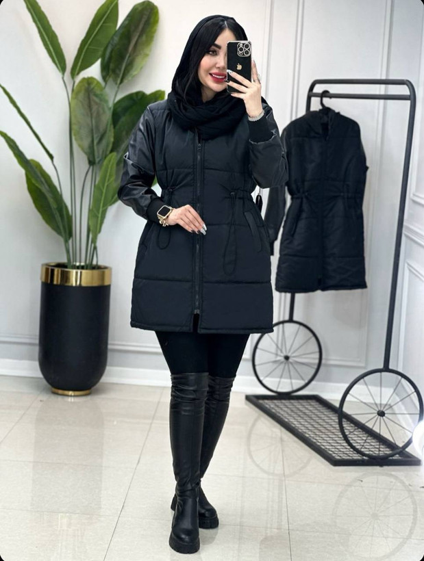 کاپشن داخل پشم شیشه آستری کشی آستین چرم