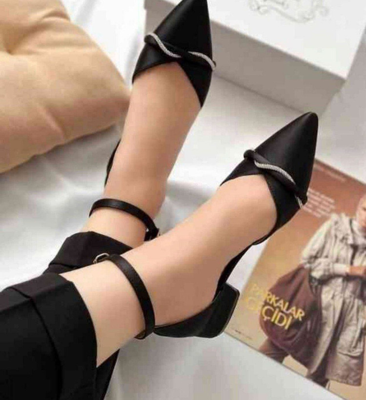 کفش مجلسی پاشنه دنیز نگینی پاشنه ۳ سانتی ساتن وارداتی
