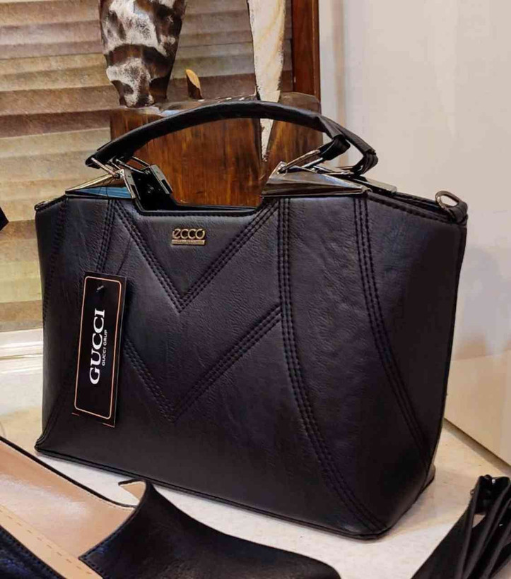 ست اقتصادی کیف و کفش زنانه پاشنه چوبی لاکچری کارمندی چرم سوگو درجه یک