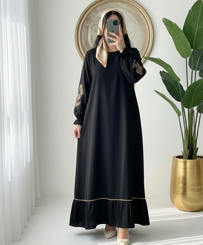 مانتو عبا گلدوزی پروانه دبل الیزه درجه یک لاکچری وخاص