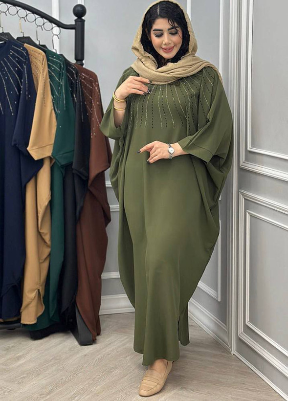 پیراهن عبا الیزه نگین کاری شده لاکچری و شیک
