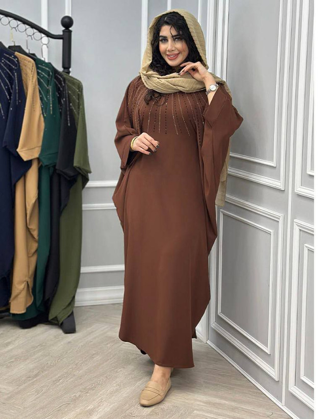پیراهن عبا الیزه نگین کاری شده لاکچری و شیک