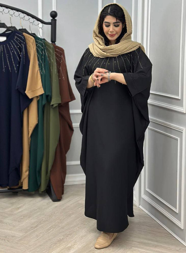 پیراهن عبا الیزه نگین کاری شده لاکچری و شیک