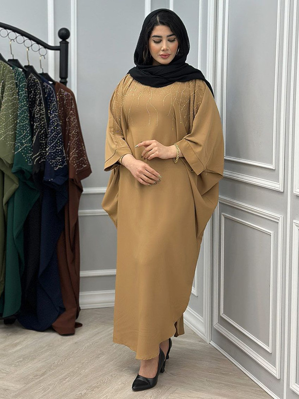 پیراهن عبا الیزه نگین کاری شده لاکچری و شیک