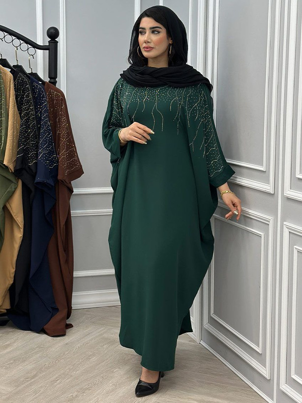 پیراهن عبا الیزه نگین کاری شده لاکچری و شیک