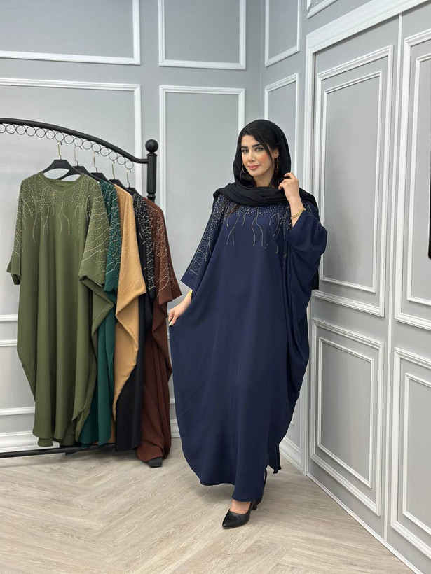 پیراهن عبا الیزه نگین کاری شده لاکچری و شیک