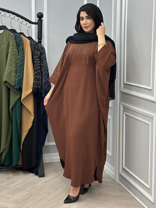 پیراهن عبا الیزه نگین کاری شده لاکچری و شیک