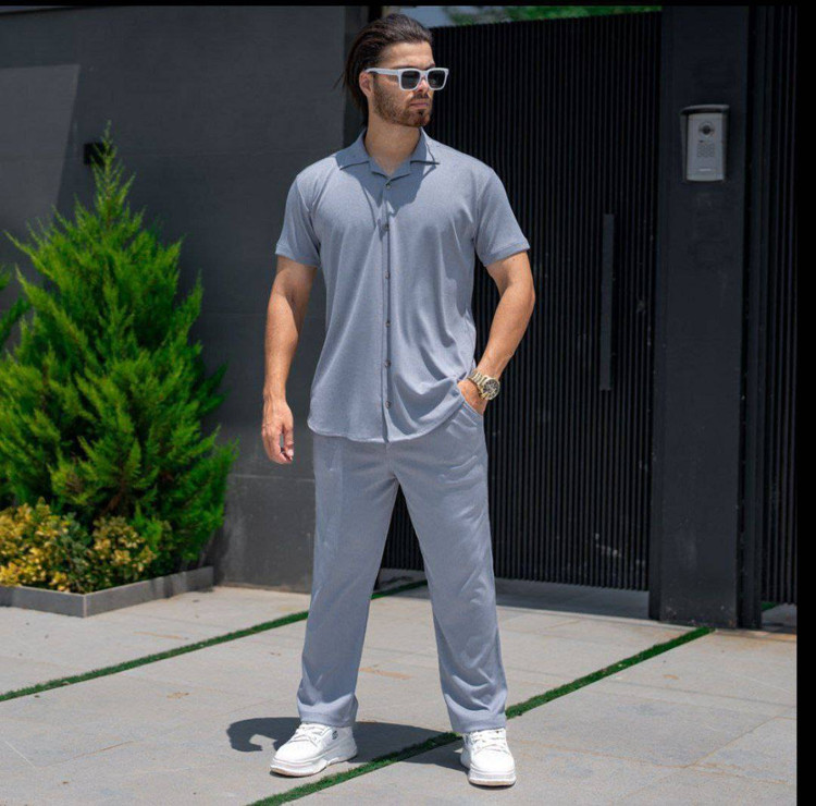 ست پیراهن شلوار مردانه مراکشی فیتله ای لارنس ZARA