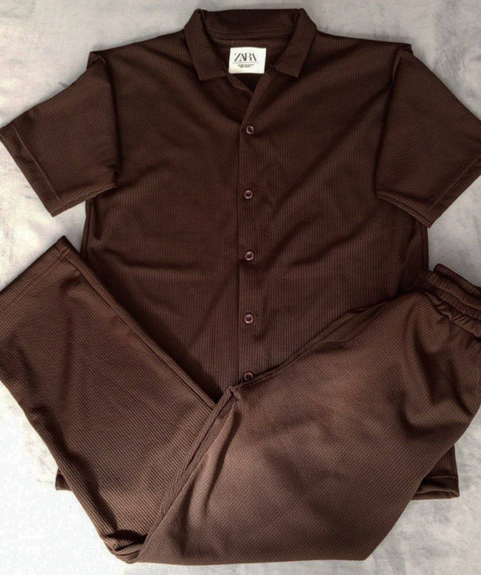 ست پیراهن شلوار مردانه مراکشی فیتله ای لارنس ZARA