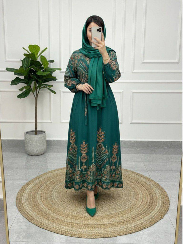 پیراهن ماکسی ساحلی کلوش کتیبه بوگاتی