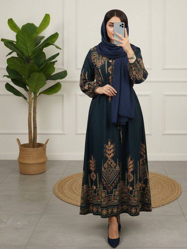 پیراهن ماکسی ساحلی کلوش کتیبه بوگاتی
