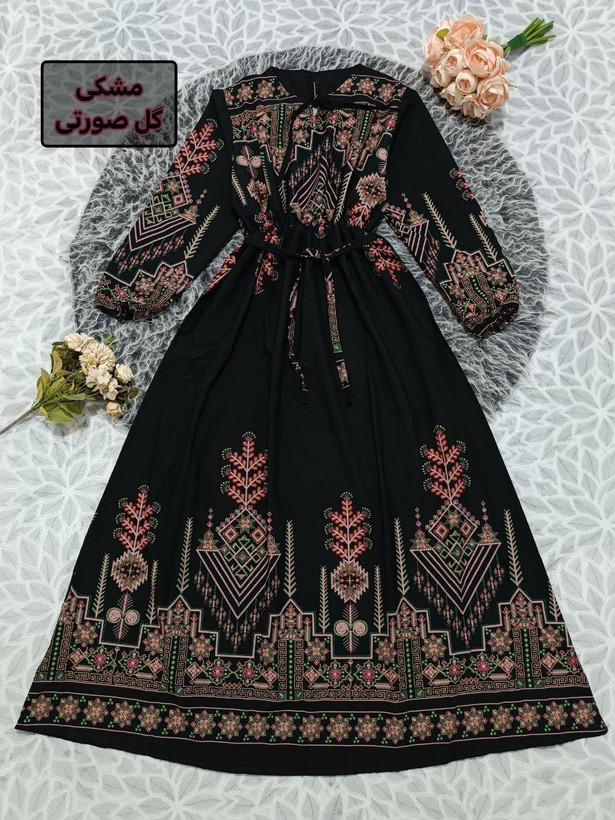 پیراهن ماکسی ساحلی کلوش کتیبه بوگاتی