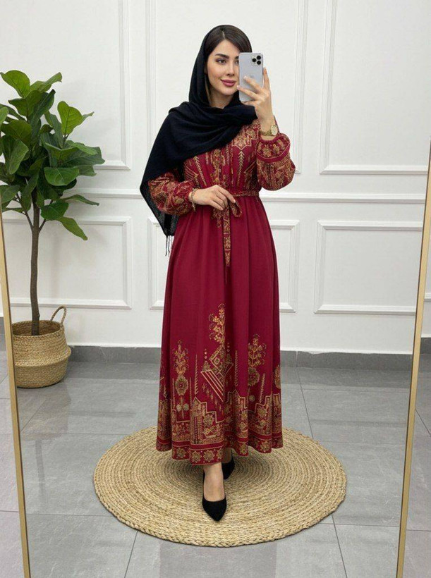 پیراهن ماکسی ساحلی کلوش کتیبه بوگاتی