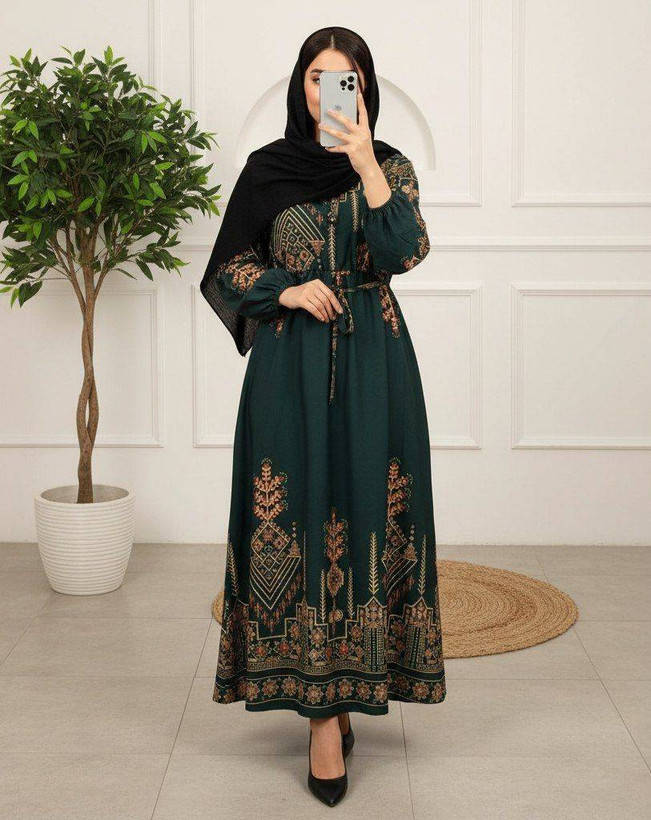پیراهن ماکسی ساحلی کلوش کتیبه بوگاتی