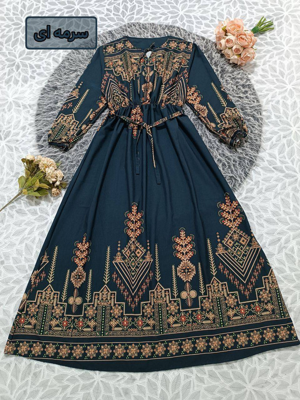 پیراهن ماکسی ساحلی کلوش کتیبه بوگاتی