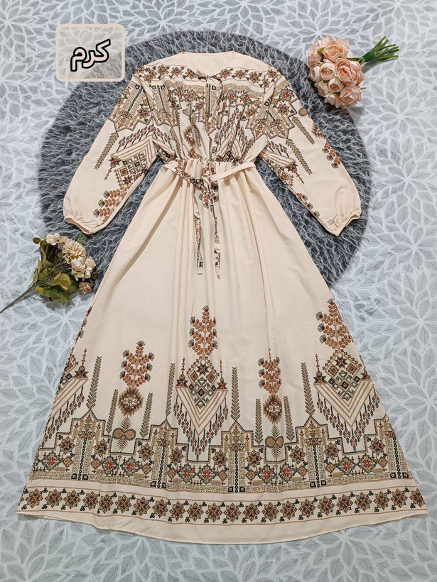 پیراهن ماکسی ساحلی کلوش کتیبه بوگاتی