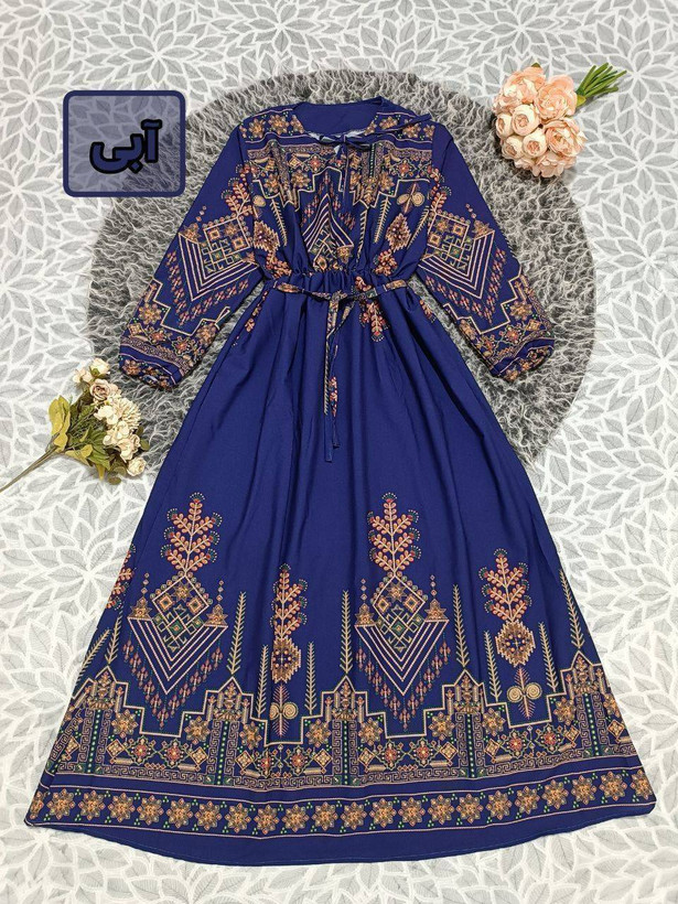 پیراهن ماکسی ساحلی کلوش کتیبه بوگاتی