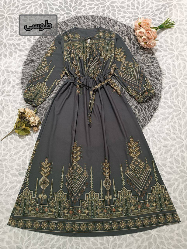 پیراهن ماکسی ساحلی کلوش کتیبه بوگاتی