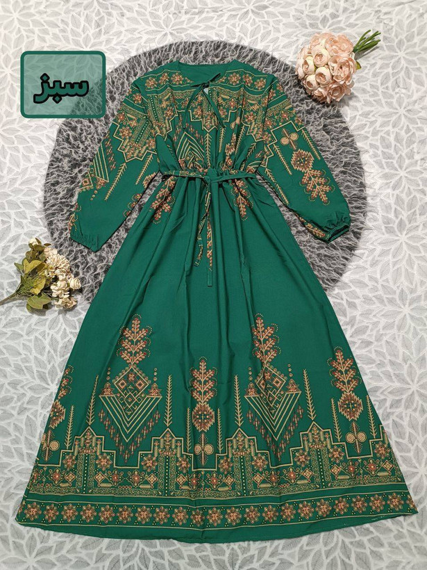 پیراهن ماکسی ساحلی کلوش کتیبه بوگاتی