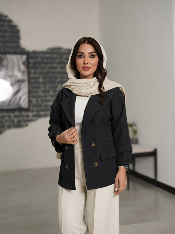 کت یقه انگلیسی مزونی لنین ژاکارد جلوی کار لایی پرشین