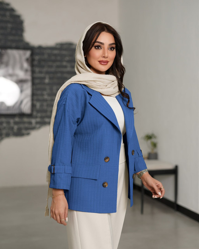 کت یقه انگلیسی مزونی لنین ژاکارد جلوی کار لایی پرشین