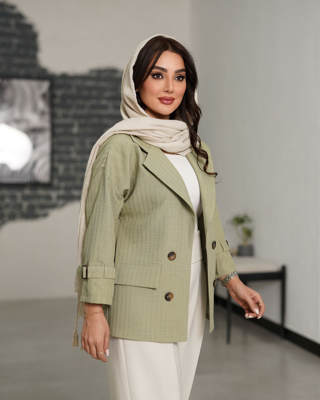 کت یقه انگلیسی مزونی لنین ژاکارد جلوی کار لایی پرشین