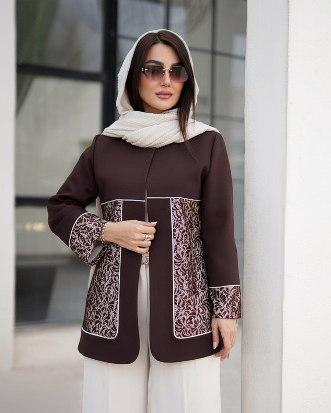 کت یقه گرد طناز مازراتی نخ توییست خرجکار گیپور جلوکار لایه پرشین