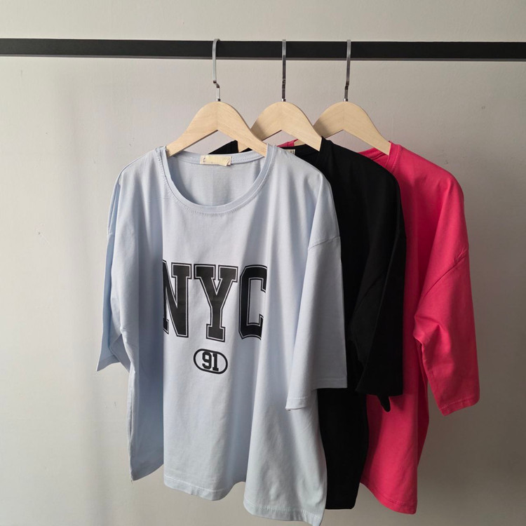 تیشرت ترند باکسی نخ پنبه NYC