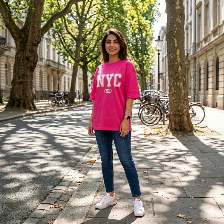 تیشرت ترند باکسی نخ پنبه NYC