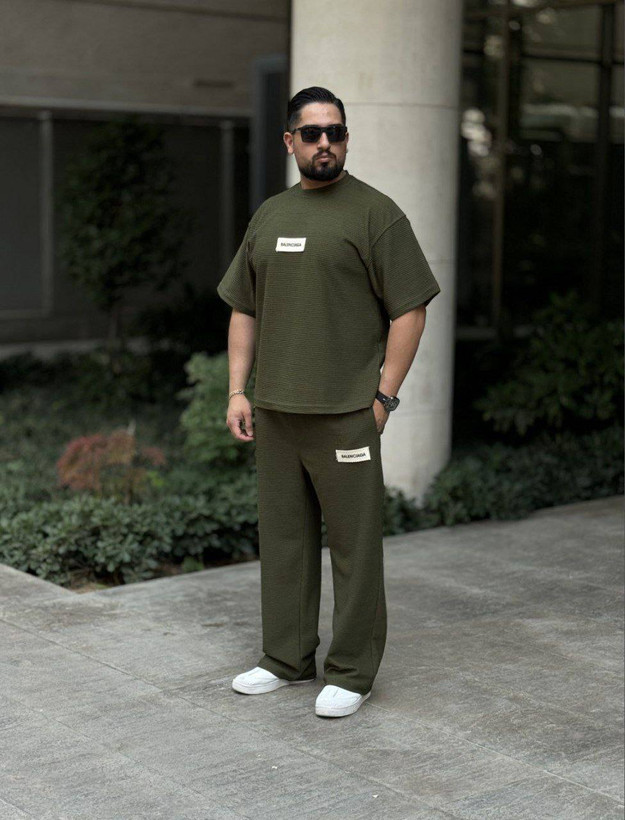 ست مردانه اسپرت تیشرت شلوار بیسکویتی کنف دوزی BALENCIAGA