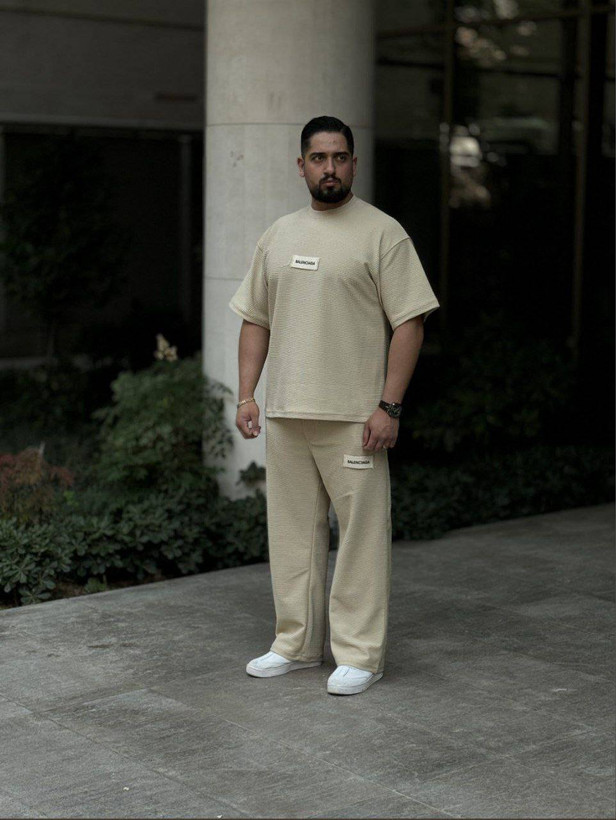 ست مردانه اسپرت تیشرت شلوار بیسکویتی کنف دوزی BALENCIAGA