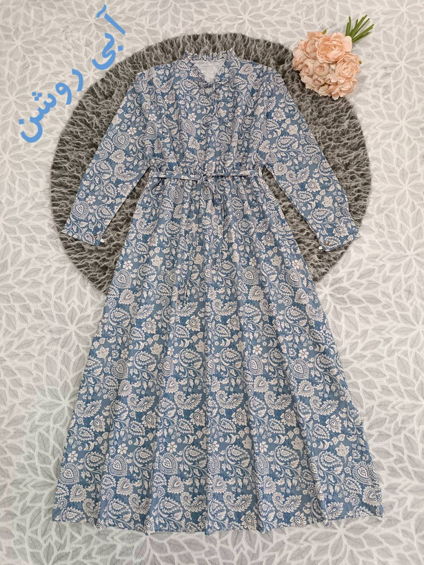 پیراهن ماکسی ساحلی بلند بته جقه سایزبزرگ جنس فلور