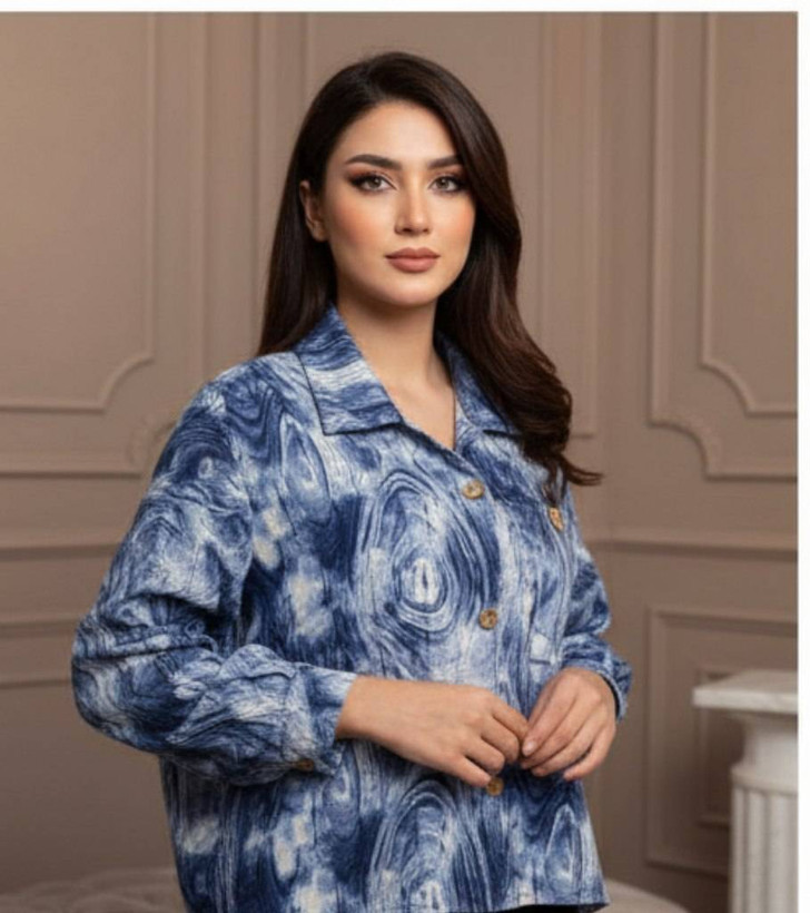 شومیز کراپ دکمه چوبی فکورا