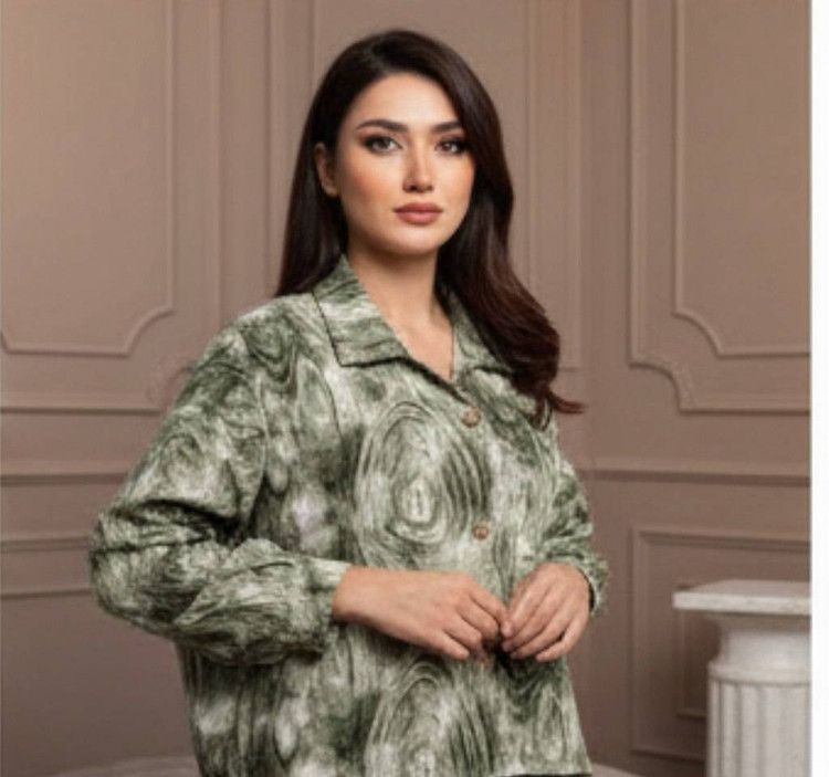 شومیز کراپ دکمه چوبی فکورا