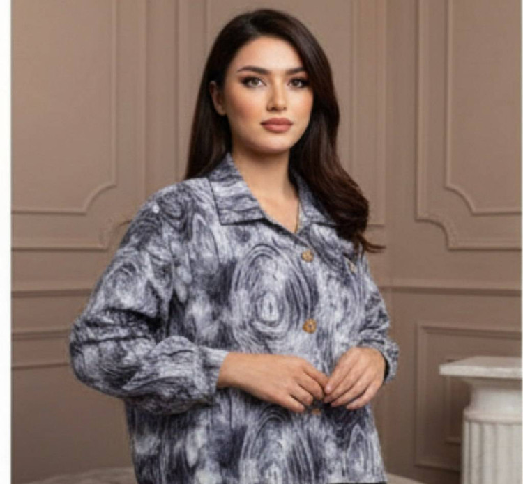 شومیز کراپ دکمه چوبی فکورا