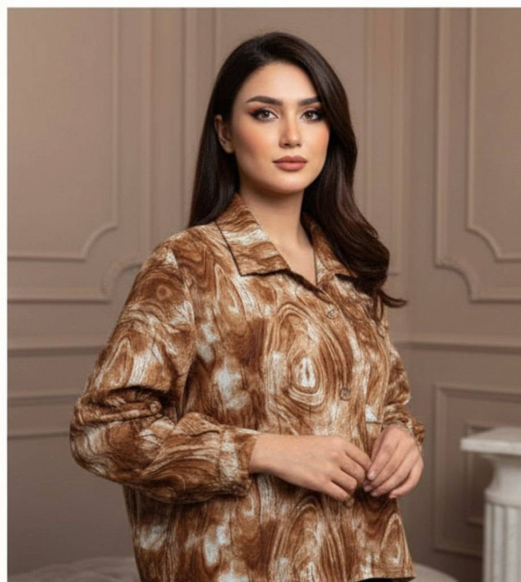 شومیز کراپ دکمه چوبی فکورا