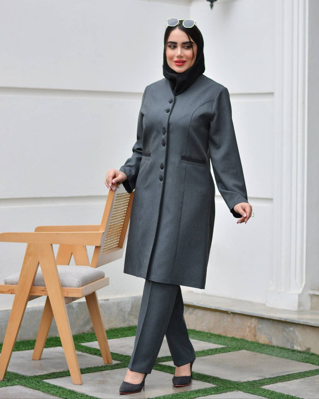 ست مانتو شلوار اداری سایز بزرگ دیبافاستونی دیپلمات درجه یک