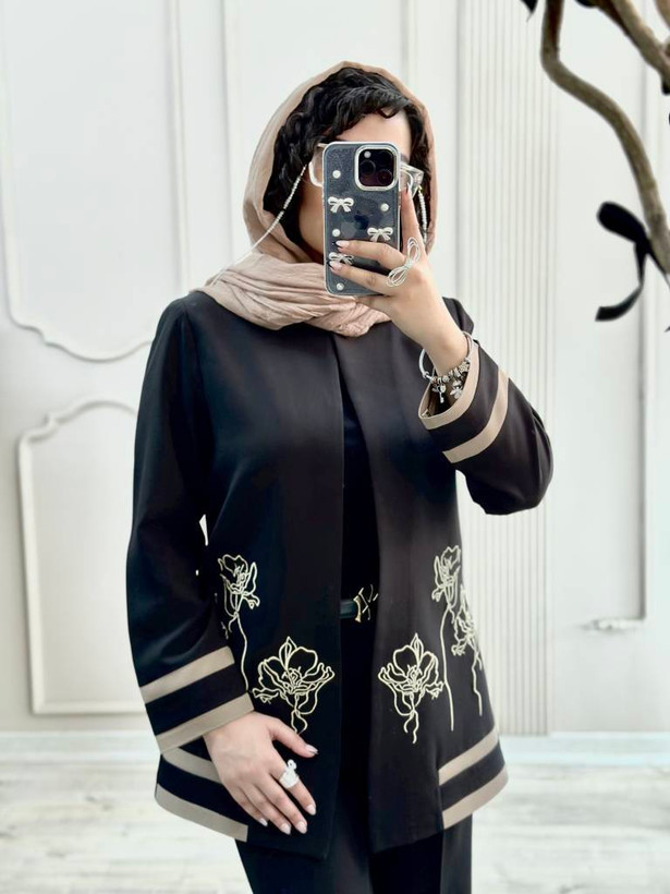 کت شلوار مزونی گلدوزی شده مازراتی نخ توییست کیفیت عالی و گان دوزی شده