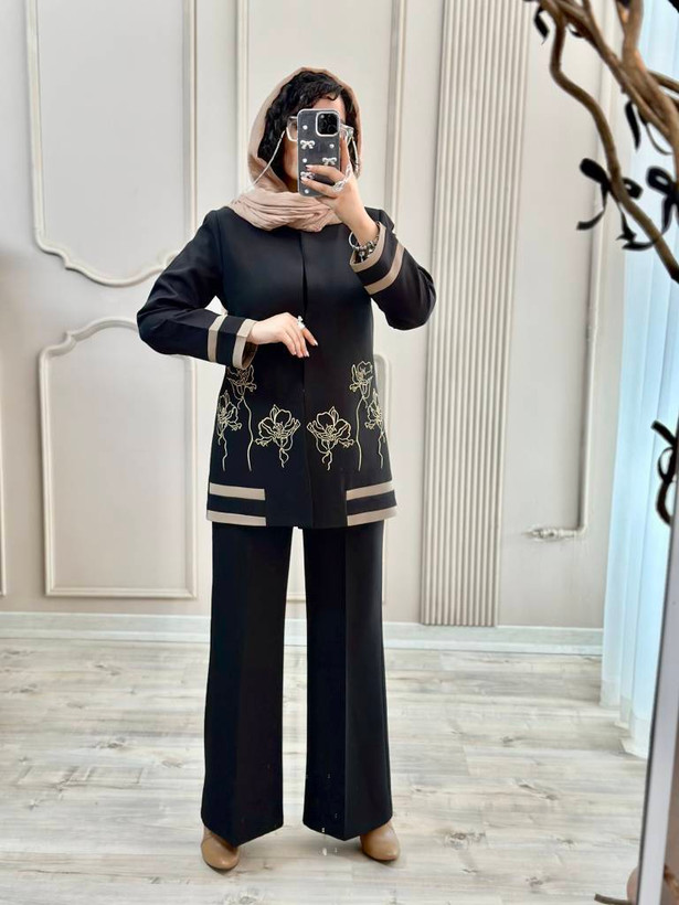 کت شلوار مزونی گلدوزی شده مازراتی نخ توییست کیفیت عالی و گان دوزی شده