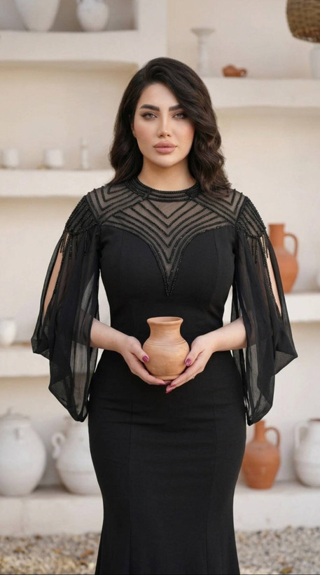 ماکسی مجلسی دلبر وجذاب مایا کرپ دالقیچ گرم بالا باسنگدوزی