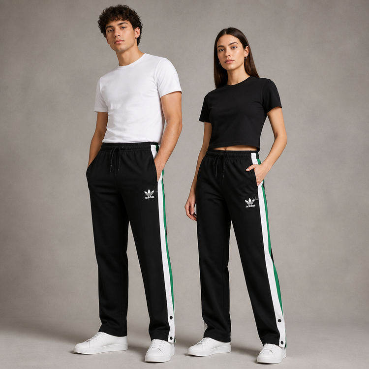 شلوار بگ پنبه گلگسی باکیفیت اسپرت نواردوزی کنار دکمه adidas