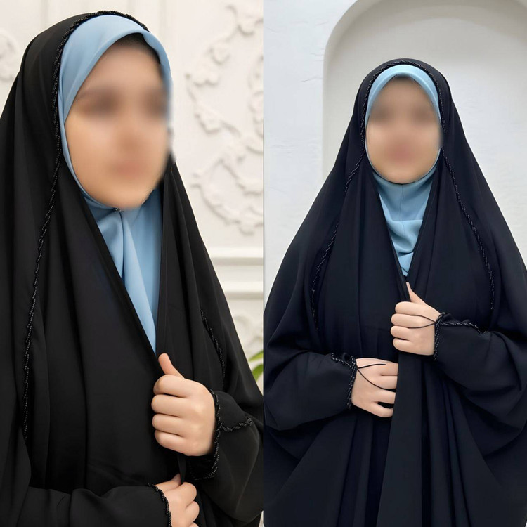 چادر_جده_منجوق_دخترانه کرپ حریرالاسود