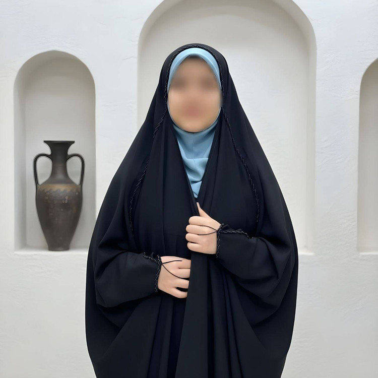 چادر_جده_منجوق_دخترانه کرپ حریرالاسود