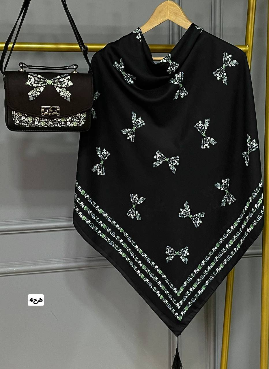 ست کیف و روسری ترکیبی از پارچه مخمل و چرم صنعتی