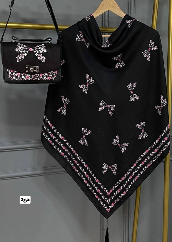 ست کیف و روسری ترکیبی از پارچه مخمل و چرم صنعتی