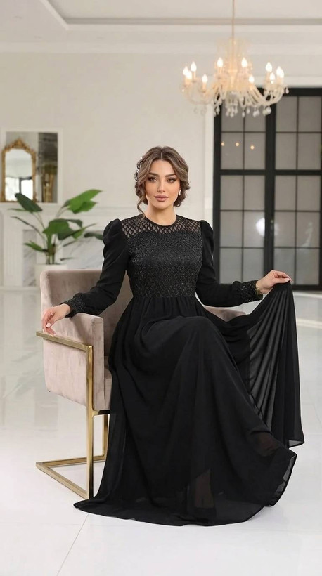 ماکسی مجلسی قواره دار کرپ حریر تور طرحداربرجسته