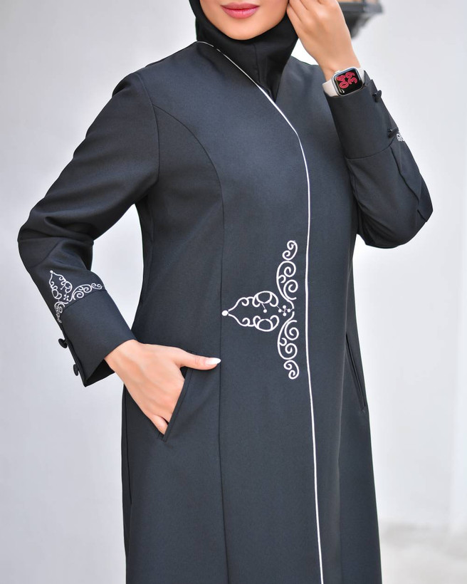 مانتو شلوار اداری فاستونی گلدوزی شده
