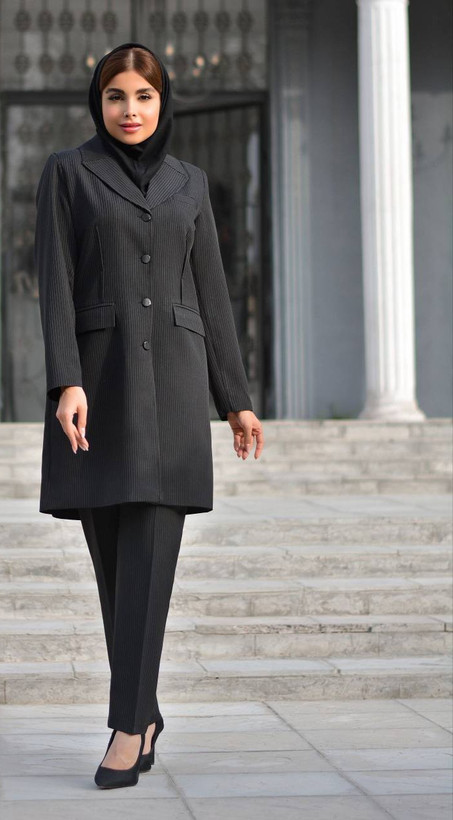 مانتو شلوار اداری آستردار روژان 👗: بزایاق ترک درجه یک دیپلمات