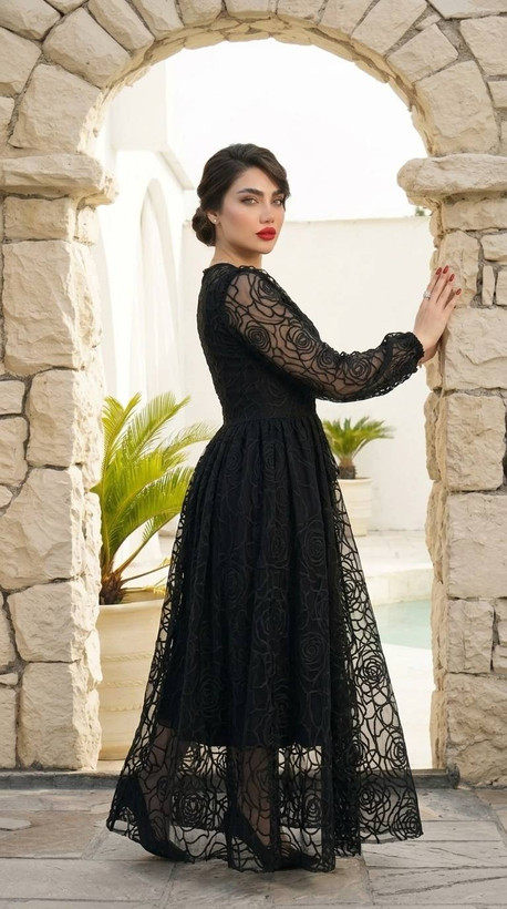 سارافن کت مجلسی دوتیکه تور طرح دار