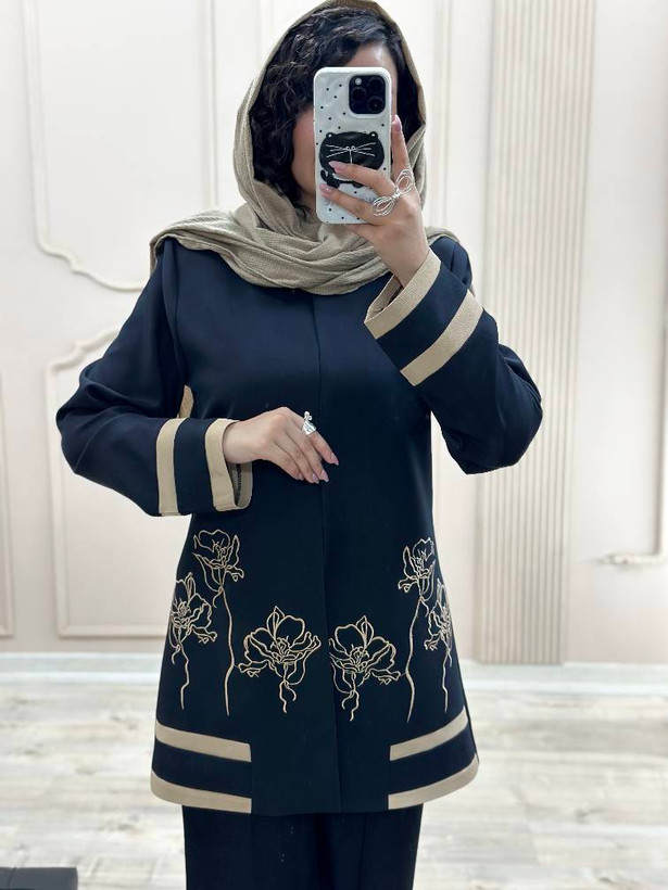 کت شلوار گلدوزی مدل رویا جنس : بزایاق اعلا